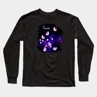 Aquarius Constellation made up of Amethyst Crystals - Birthstones and Star Signs Long Sleeve T-Shirt